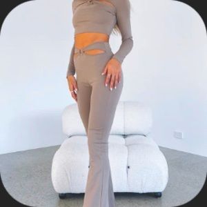 Tan cut out pants